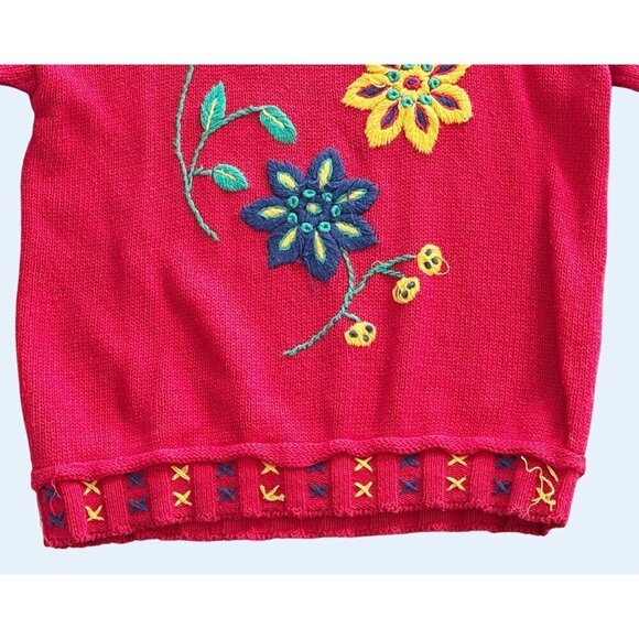 Vintage ESPRIT Mini Kids Youth 90s Floral Knit Sweater Sz LG - Picture 4 of 7